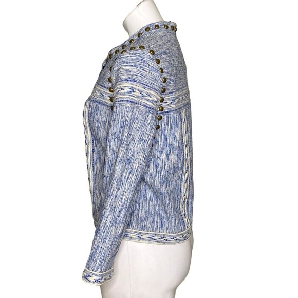 Rebecca Minkoff NWT $328 Blue Denim Studded Enabel Jacket, Women's Size 10 - Picture 7 of 13